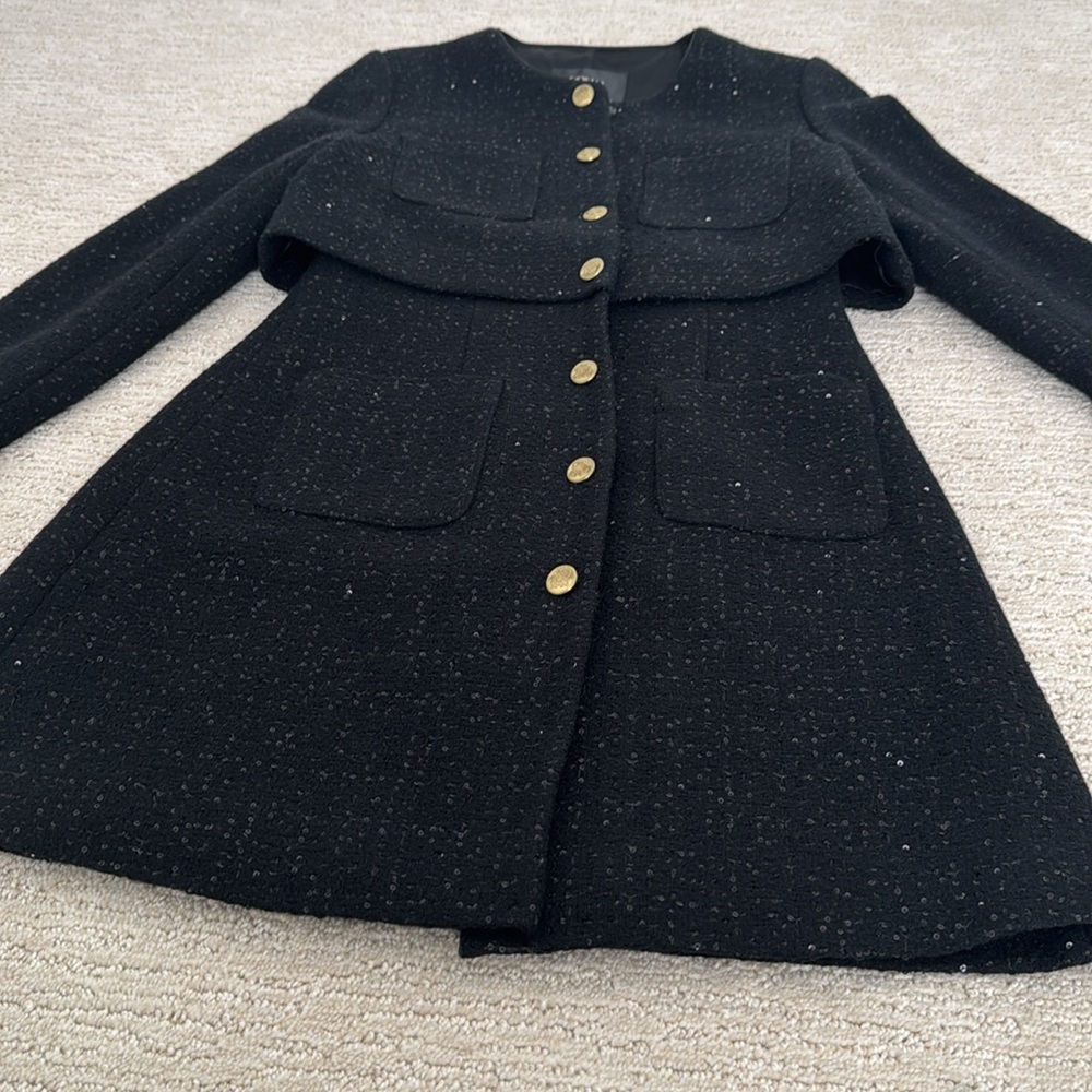 GOELIA Double-Layer Tweed Single-Breasted Dress With Pockets Size S - Picture 6 of 7